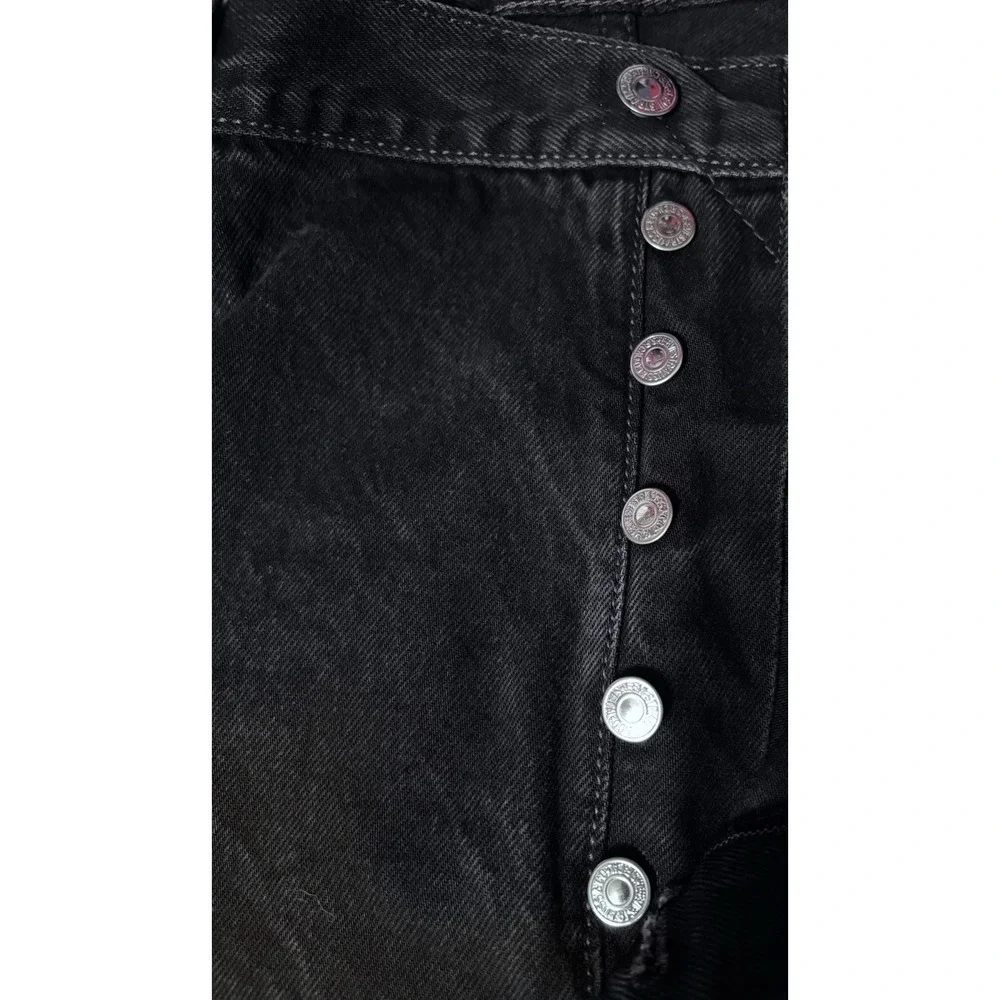 Levi's 501xx Button Fly Jeans Men 44x30 Black Straight Leg Dark Wash Boot Cut